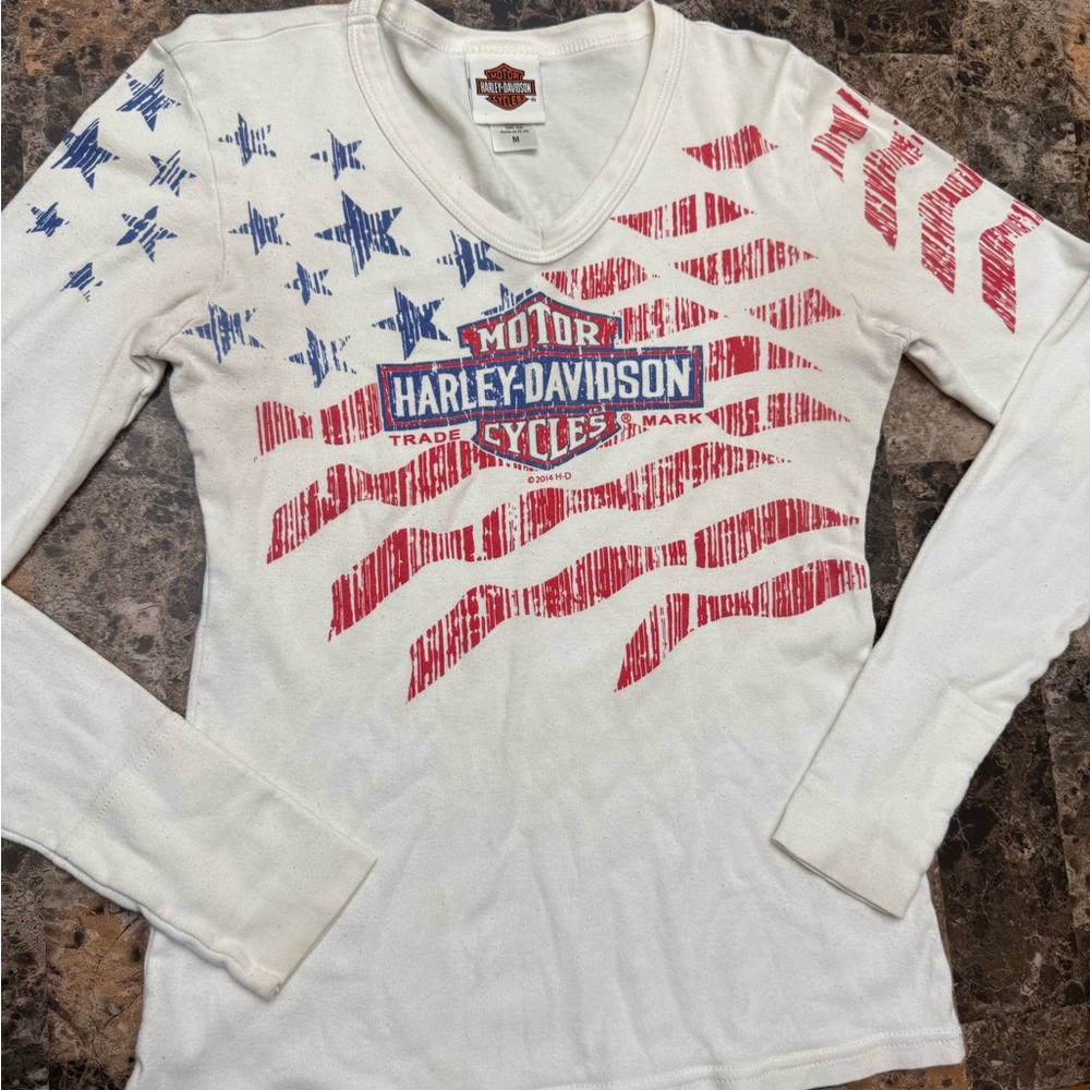Harley-Davidson White Tee with Red Logo